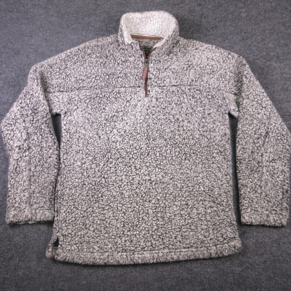 True‎ Grit Sweater Mens Medium Gray Sherpa Fleece 1/4 Zip Mock Neck Pullover